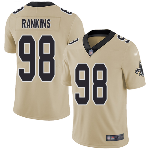Men New Orleans Saints Limited Gold Sheldon Rankins Jersey NFL Football 98 Inverted Legend Jersey